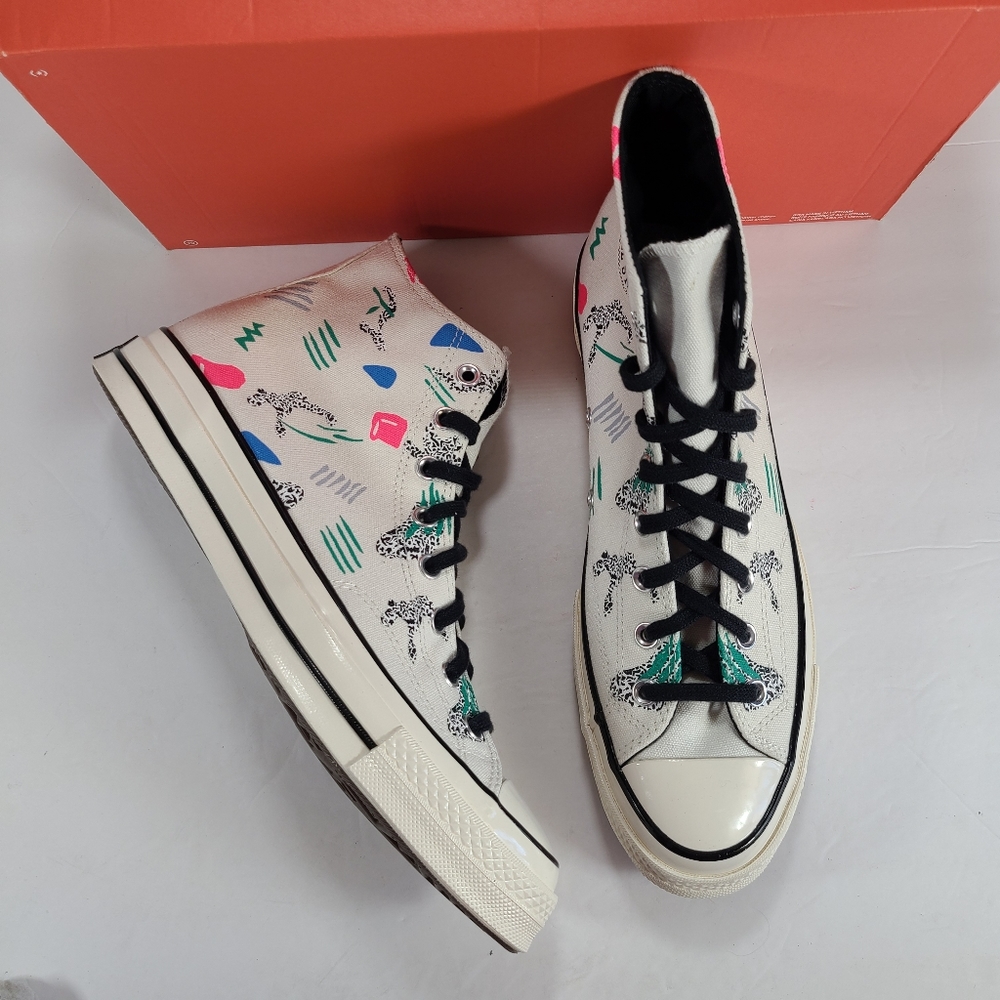 Converse Chuck 70 Hi Top Sneakers 80s Archive Print Egret Court Green Men 10.5